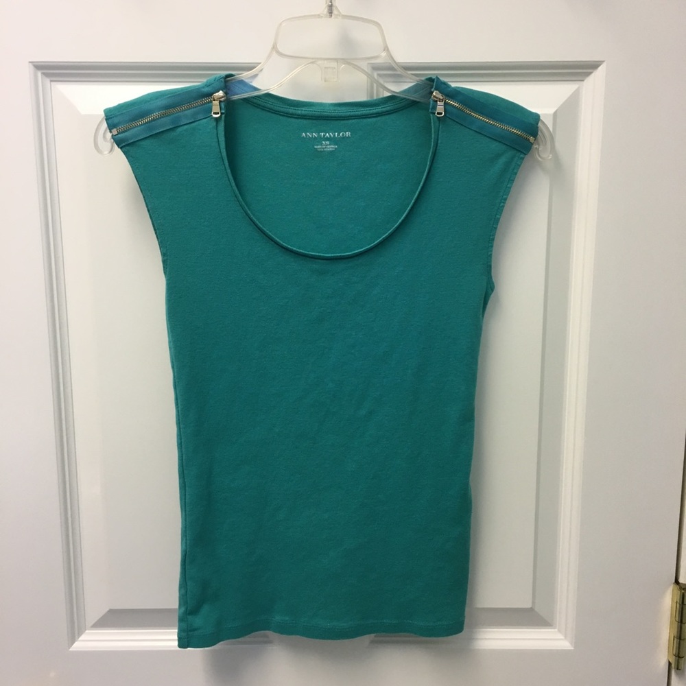 Ann Taylor Teal Zipper Tank, XS - Picture 1 of 2